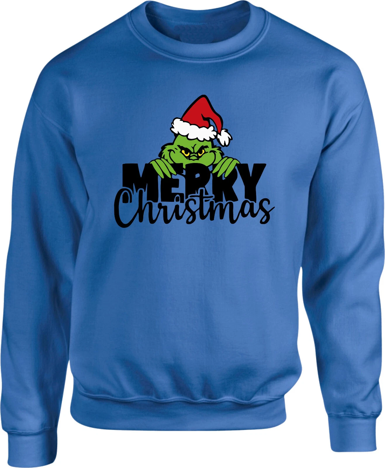 Merry Christmas Funny Character Sweater, Cute Grin Holiday Sweatshirt