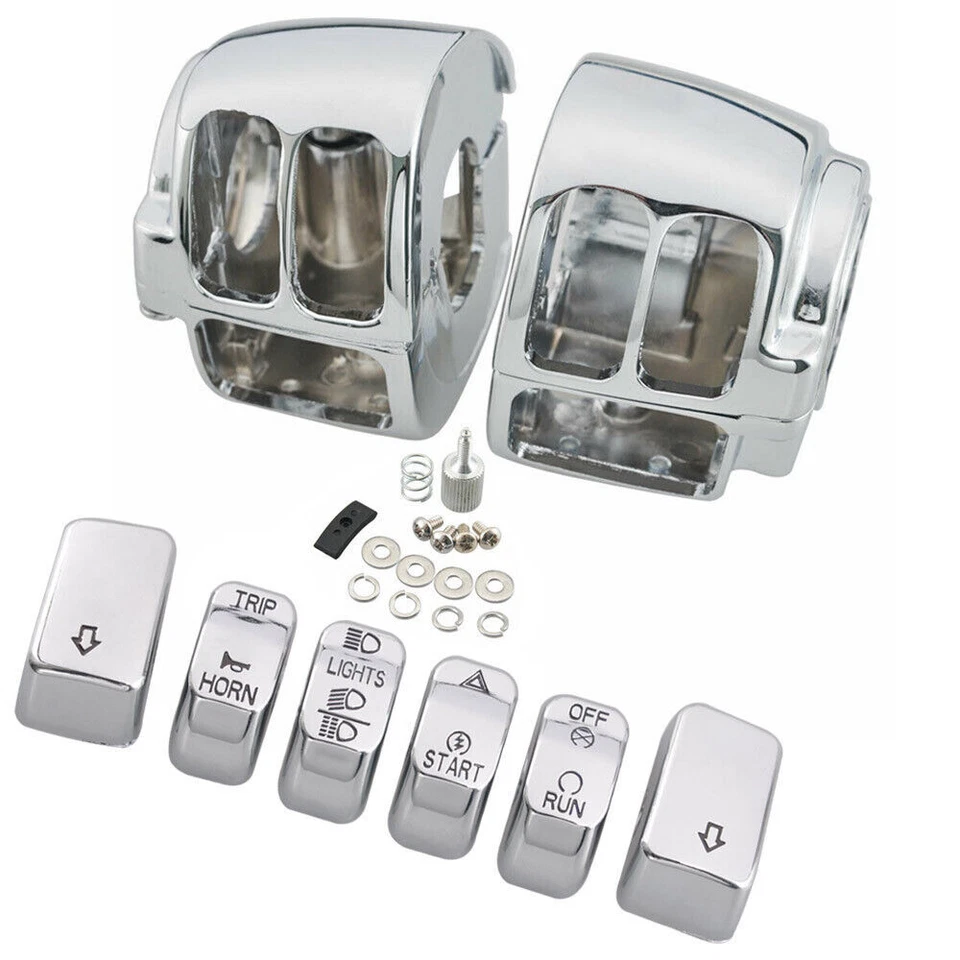 Switch Housing Cover +6PC Switch Chrome For Harley Sportster Softail FatBoy Dyna — 第 3/4 张图片