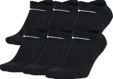 6 Pair Nike Everyday Cushion NO SHOW Socks BLACK Men's size: [8-12]
