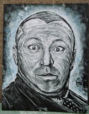 Three Stooges CURLY  comedy ICON 8x10 wood original painting art signed Crowell 