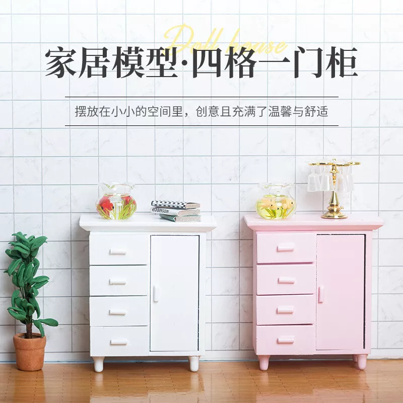 1 12 Doll house Miniature cupboard Shoe cabinet drawer sideboard