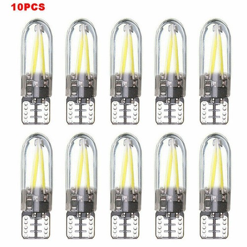 10PC Amber Yellow T10 194 168 W5W COB LED Silic Bright Glass License Light Bulb - Picture 1 of 12