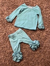 Southern Style 2 Pc Baby Girl Boutique Outfit Cupcake Ruffles Blue Size 0-6 mos