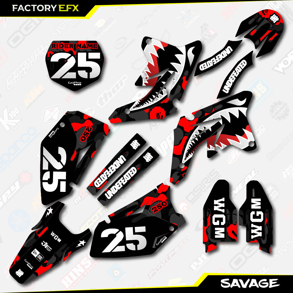 Black & Red Camo Savage Graphics Kit fits 07-09 Suzuki RMZ250 RMZ