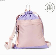 Thirty One Essential Cinch Backpack : Rose Pink Purple Color block - NEW