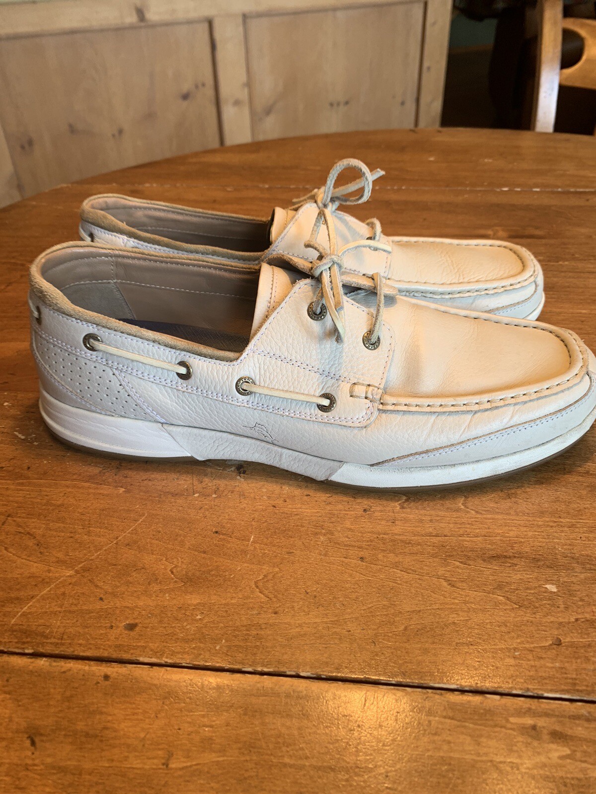 Tommy Bahama Men's Cream Boat Shoes 12 D - image 5