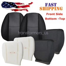 Front Bottom-Top Cloth Seat Cover Black & Front Foam For 07-14 Chevy Silverado