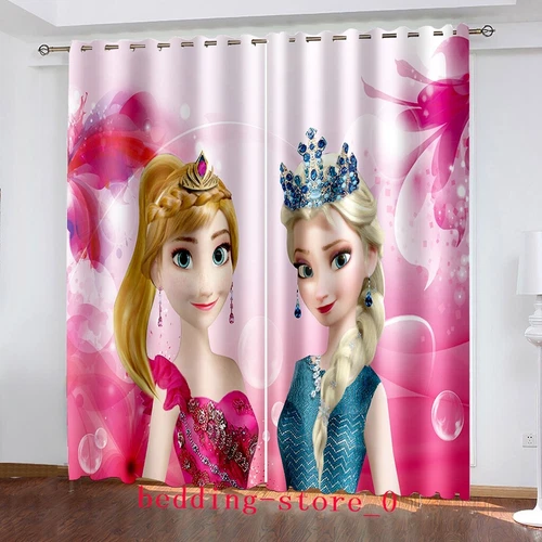 Mädchen Schlafzimmer Vorhänge Ösen Frozen Elsa Anna Verdunklung Vorhang UVSchutz - Bild 11 von 106