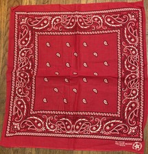 VTG 60s Fast Color Bandana Handkerchief 100 Cotton One Selvedge USA Made Red