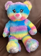Build A Bear-Rainbow Tie Dye Bear 16" Plush Stuffed Animal-Multi Color
