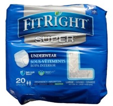 Medline Fitright Diaper Unisex Adult 40-56" 20 Ct Disposable Underwear Absorbent