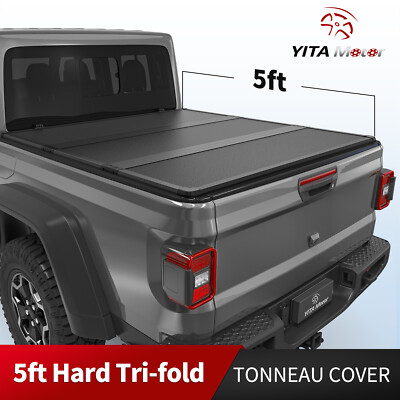 #ad 5FT Hard Tri Fold Tonneau Cover Truck Bed For 2020 2025 Jeep Gladiator w Lamp $306.99