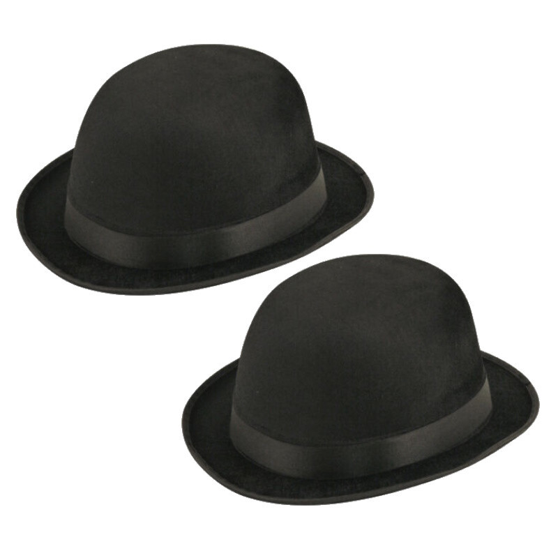 2 X Sombrero Bombín Negro Charlie Chaplin Laurel Y Hardy Disfraz De Adulto