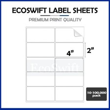 10-100,000 4 x 2 Premium Laser/Ink Address Shipping Adhesive Labels 10 per sheet