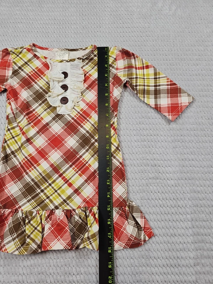Persnickety Shirt Dress Girls Size 4 Ruffled Bottom Faux Button Front Plaid - Image 2 of 4