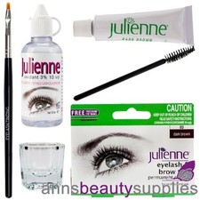 Julienne Dark Brown 4PC Eyelash Eyebrow Tinting Kit (Dye Brush Dish Developer)