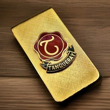 Vintage Tanqueray Money Clip Gold Tone Gin Logo Red Green Enamel 3D Rare