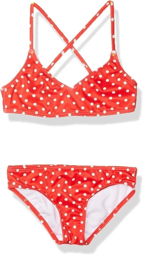 Billabong L109906 Red Girls Polka Dot Free Babe Tali Bikini Swim Set Size 8 - Image 3 of 4