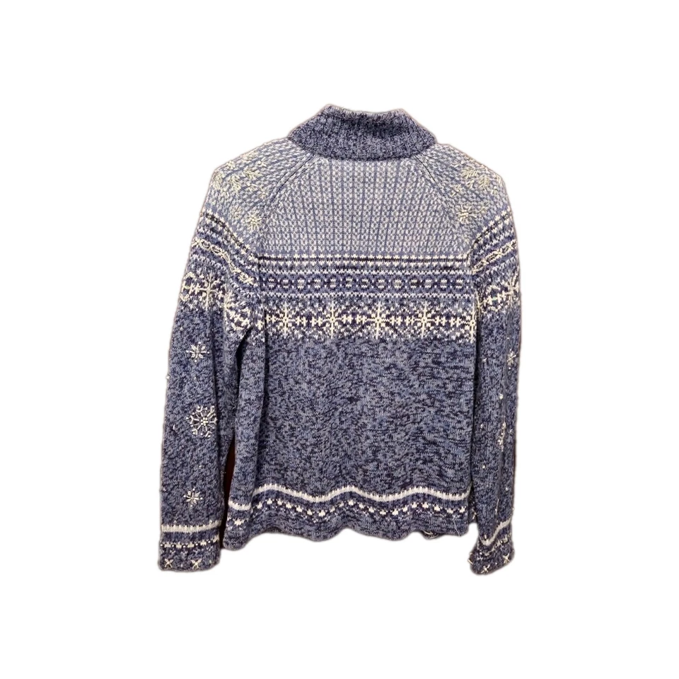 Copo de Nieve Invierno Navidad Vacaciones Cremallera Chaqueta Talla Pequeña Fair Isle Nordic  Foto 2 de 4