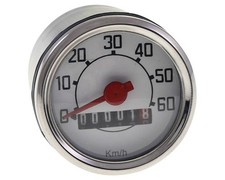 Tachometer 60km/h UNI AUTO chrom 48mm für Vespa V50, 50 N, ​L, ​R, ​S, ​Ciao, SI
