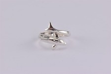 Sterling Silver Wrap Around Polished Ocean Dolphin Band Ring 925 Sz: 6
