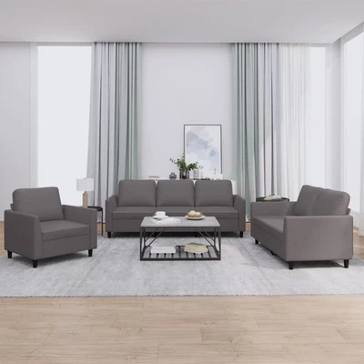 Ensemble de Canapés avec Coussins Sièges Salon 3 pcs Noir Similicuir vidaXL - Photo 1/4