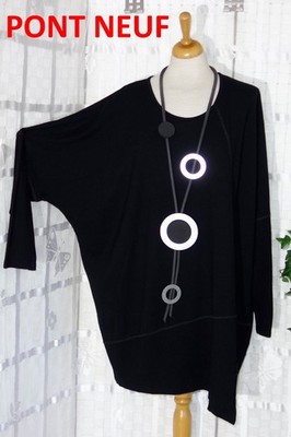 PONT NEUF Denmark TUNIKA Shirt Mod. AURA schwarz Gr. L OVERSIZE 52 54 56 Tasche