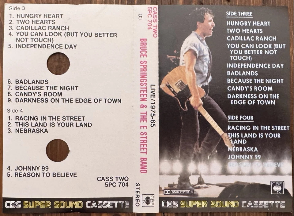 Bruce Springsteen & The E-Street Band ‎– Live / 1975-85 (Cassette OZ 1986 EX/EX) - Image 3 of 4