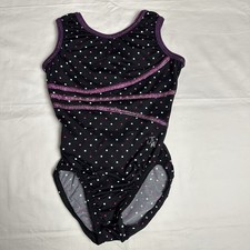 Jamwear Black Pink White Keyhole Polk A Dot Rhinestone Gymnastics Leotard CL