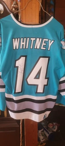 Starter San Jose Sharks Ray Whitney XL Teal Jersey Autographed Hockey