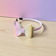 Sparkly Pink Gold Glitter Bow Headband Flower Girl Birthday Wedding Hair Access