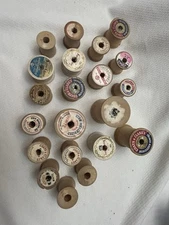 Lot 21 Vintage & Antique Sewing Thread Wooden Spools — Empty