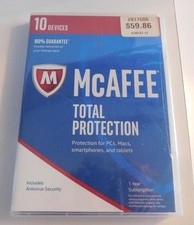 McAfee Total Protection 10 Devices Software Brand New-Sealed FREE USA SHIPPING