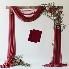 Wedding Arch Draping 2 Panels 28.7"x20 FT Burgundy Sheer Fabric Backdrop