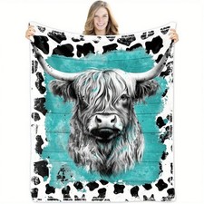 Comfortable Highland Cow Blanket - Soft Flannel All-Season Shawl
