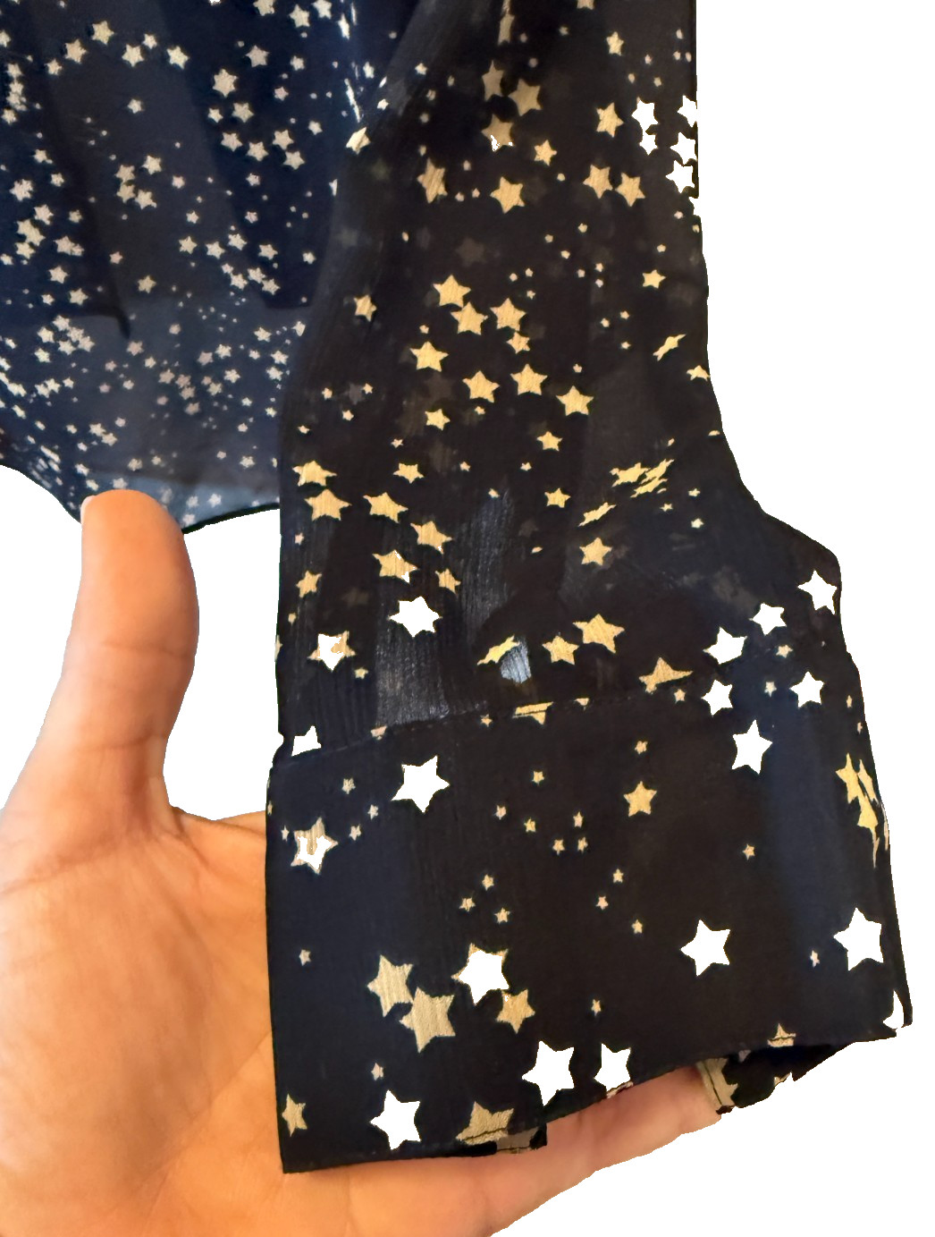 Esprit Sheer Celestial Star Print Button Down  La… - image 9