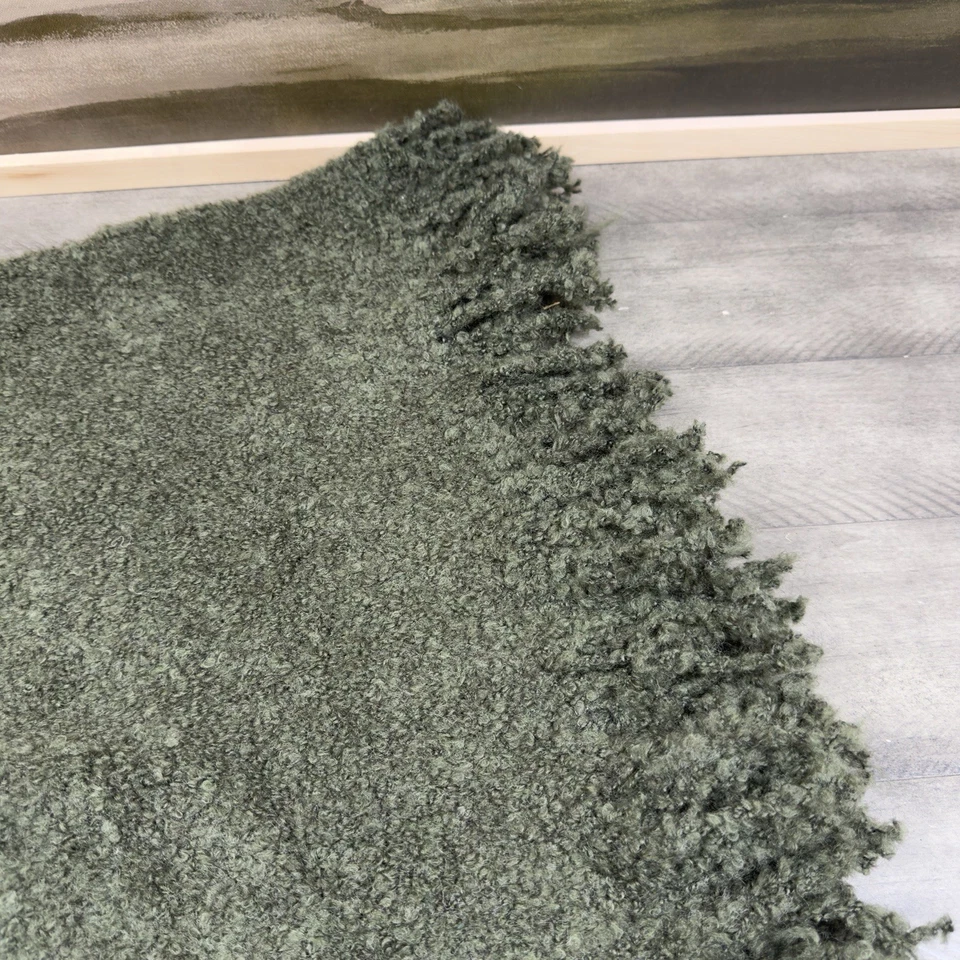 Pottery Barn Boucle Knit Throw Blanket Loden Green 50”x60” Wrinkled NWOT - Image 3 of 4