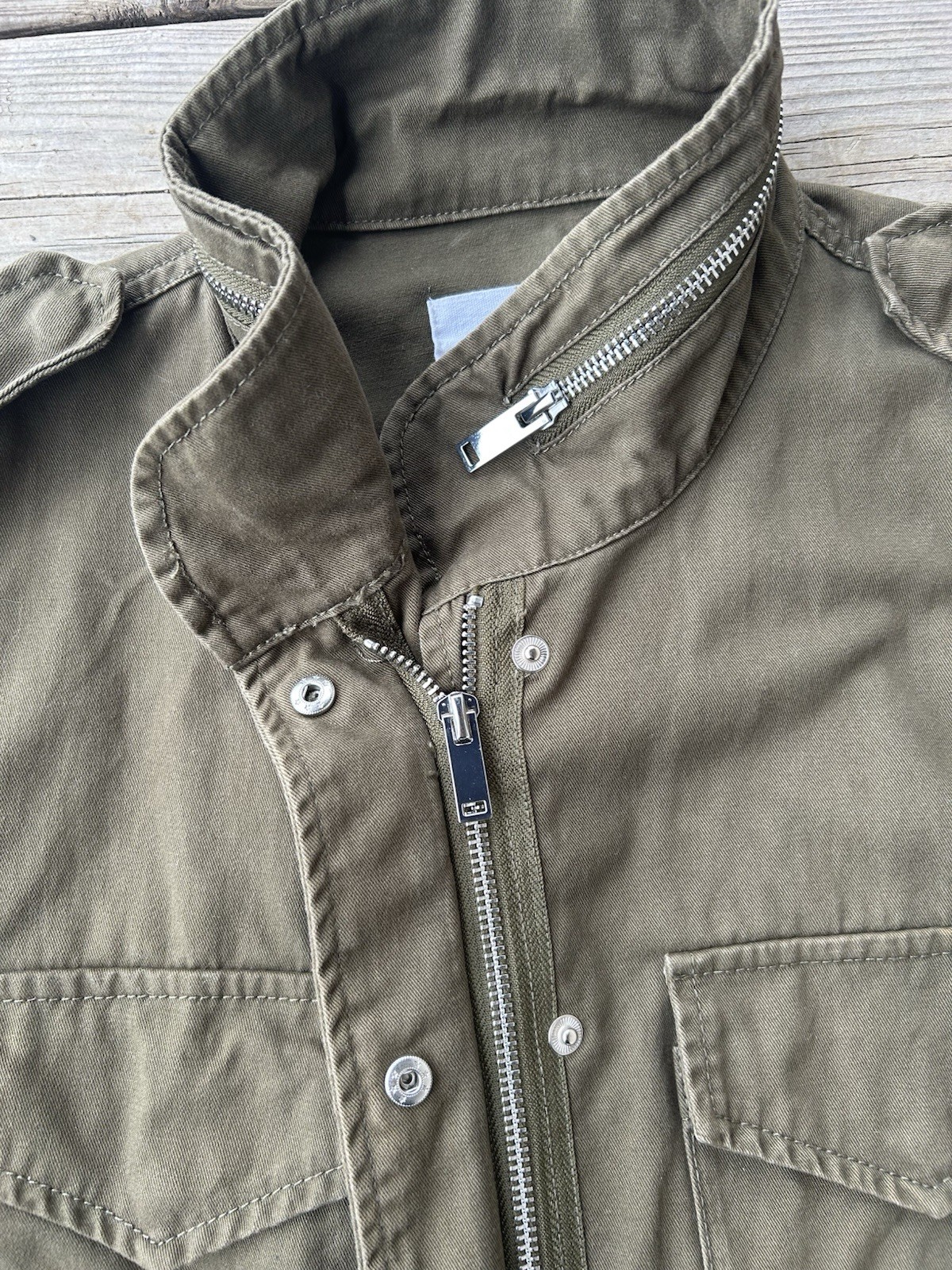 Mango Utility military Patchwork Jacket Olive Gre… - image 6