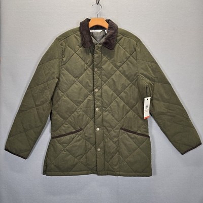 Rainforest Mens Heritage Insulated Diamond Quilted Harbor Coat Green Medium 