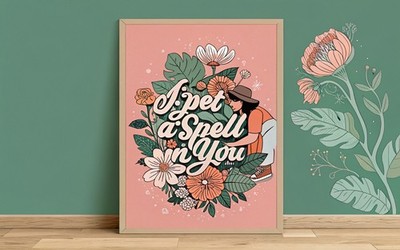 I Put a Spell on You Zitat Text Halloween Hexe Herbst Boho Herbst dunkel Deko Flor
