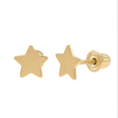 Rachel Koen Tiny Star Stud Earrings Screw Back 14k Yellow Gold