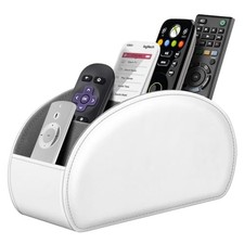 Remote Control Holder with 9 Compartments Vegan Leather TV Remoter White