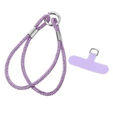 Phone Lanyard, 7.1 Inch Phone Rhinestone Wrist Strap with Tether Tabs, Purple
