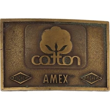 Amex Seed Cotton Grower Growing Farming Farmer Farm 70s NOS Vintage Belt Buckle