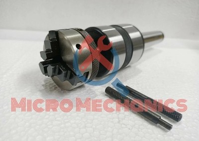 Drehbares Live Center mit 50 mm Mini Chuck 3 Backen MT 2 Schaft M14 x 1 UNIMAT