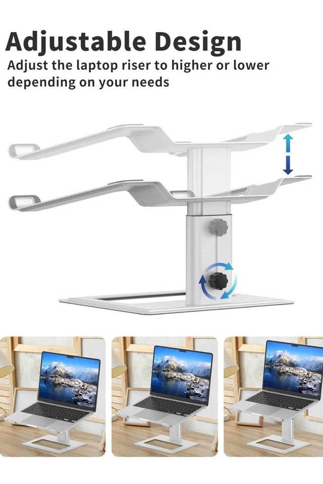 Laptop Stand Adjustable Computer Stand for Desk Ergonomic Aluminum Holder 10-17” - Image 3 of 4