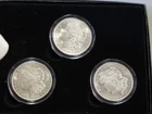 1921 P,D,S US Morgan Dollar $1 Set AU+ in Case