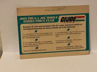 1983 HASBRO GIJOE ARAH MOBILE STRIKE FORCE TEAM ENVELOPE ONLY  - RARE - VHTF