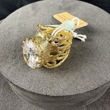 Beautiful Statement Ring 14k Gold Plated Sterling Silver Cubic Zirconia Size 7