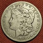 ⭐ 1892 CC Morgan Silver Dollar $1 Silver Coin VG/F Low Mintage Scarce Date